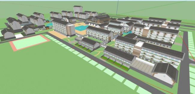 Modern Retirement Center Hospital Model in SketchUp