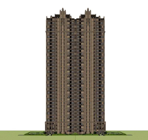 Sketchup Residential Model | High rise Residential Buildings, Residential Buildings, Classical Style, ArtDeco Style