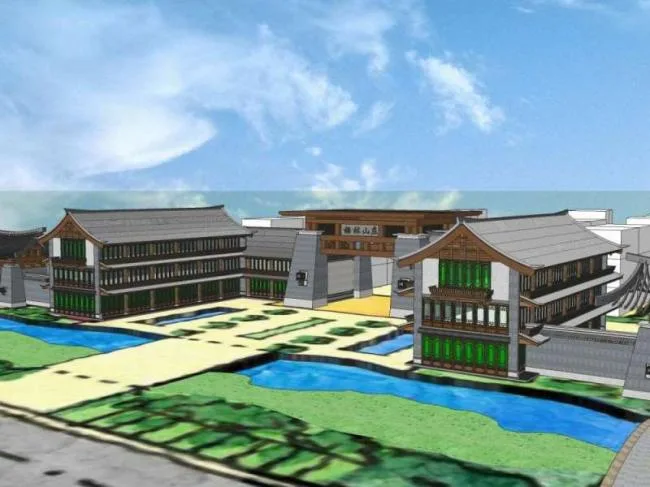 Sketchup Business Model | Business District Gate Design, Chinese Classical Style