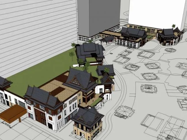Sketchup Hotel Model | Multi story Resort Hotel, Chinese Style