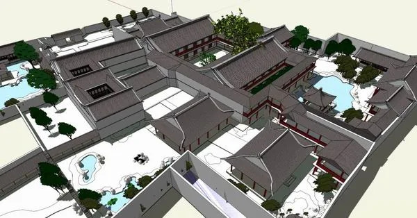 SketchUp Landscape Design: Yangzhou Heyuan Chinese Garden Architecture