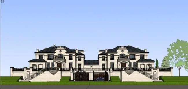 Sketchup Villa Model | Double Split Villa, French Style