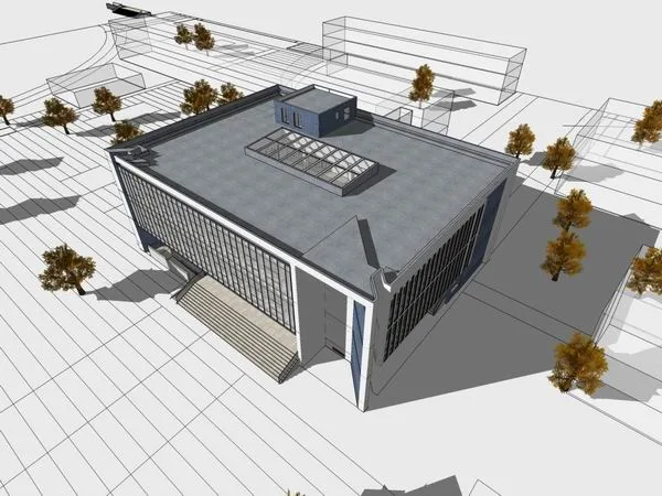 Sketchup Cultural Model | Multi story Library, Cultural Architecture, Modern Style