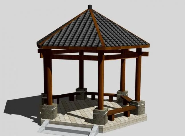 Chinese-Style Leisure Pavilion Sketch Model in SketchUp