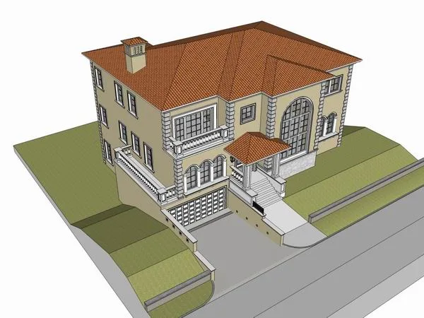 Sketchup Villa Model | Single Family Villa, Classical Style