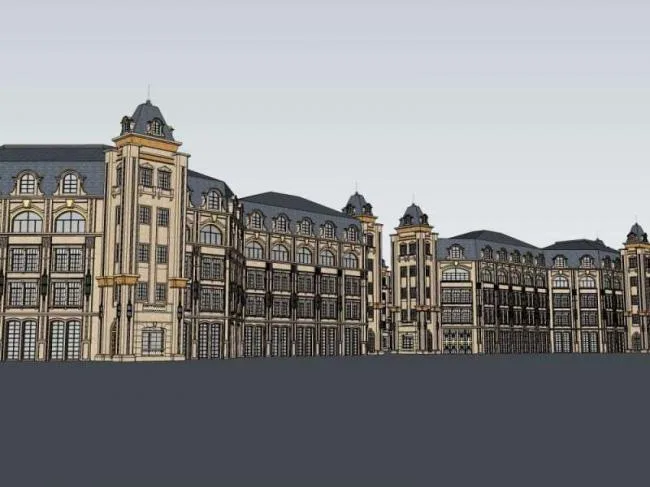 Sketchup Business Model | Multi story Commercial Street, Classical Style