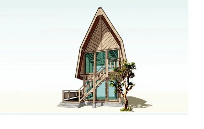Sketchup Residential Model | Wooden House Residence, Modern Style