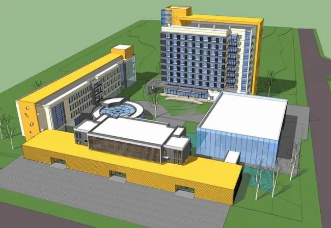 Modern Multi-Story High-Rise Hybrid Hotel Model in SketchUp
