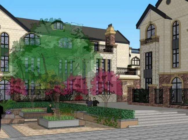 Sketchup Landscape Model | Community Landscape, Villa Landscape, Classical Style