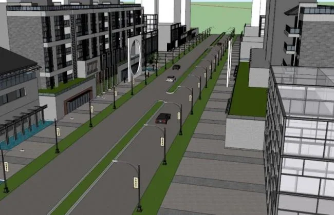 Sketchup Business Model | Multi story Commercial Street, Modern Chinese Style
