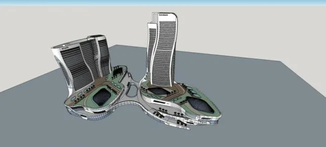 Sketchup Office Model | High rise hotel office building, ground floor commercial, modern style