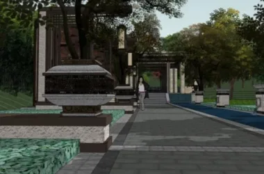 Classical Courtyard Landscape Model in SketchUp-BIM WORLD