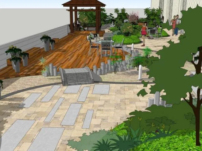 Sketchup Landscape Model | Roof Garden, Modern Style