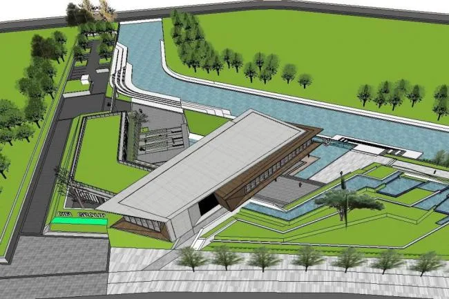 Sketchup Business Model | Multi story Sales Center, Commercial Building, Modern Style