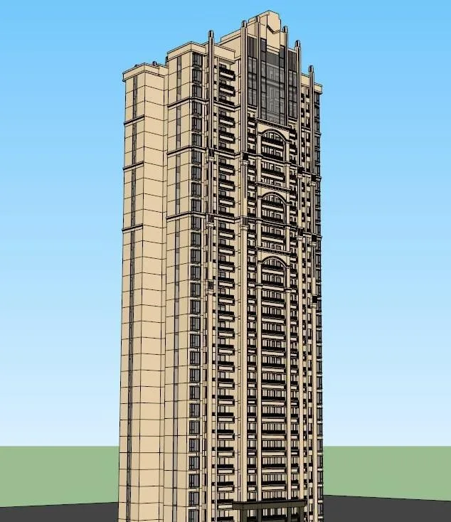 Sketchup Residential Model | High rise Residential Buildings, Classical Style