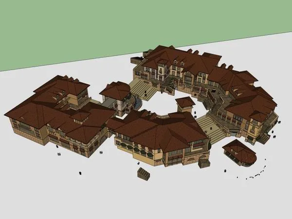 Sketchup Villa Model | Twin Villa Cluster, Classical Style