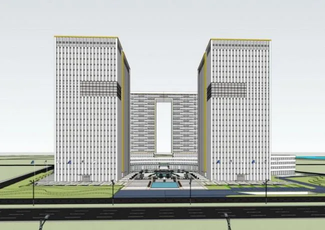 Modern High-Rise Office Model in SketchUp