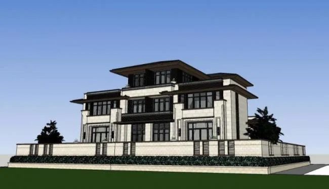 SketchUp Villa Model | Modern Solo Villa in New Chinese Style