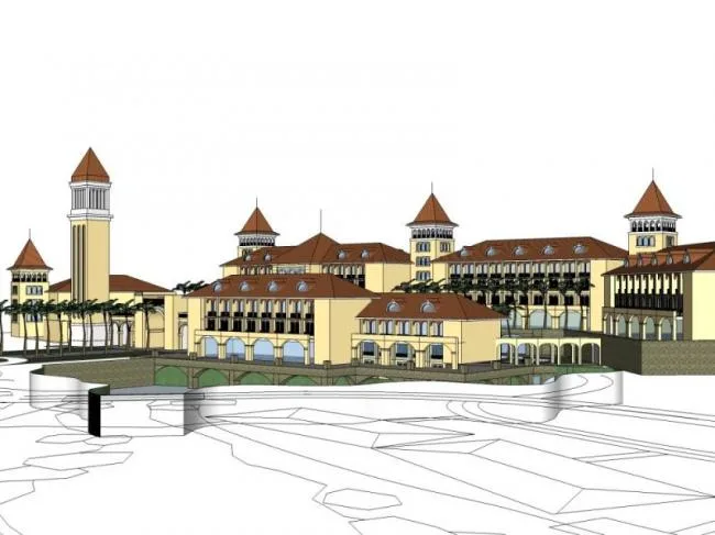 Classical Multi-Story Hotel Model in SketchUp