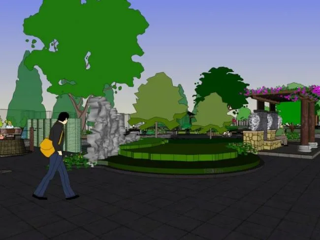 Sketchup Landscape Model | Community Landscape, Residential Landscape, Modern Style