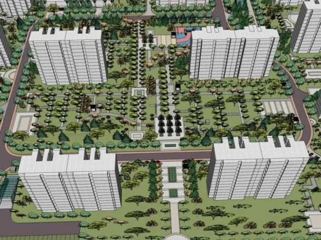 Sketchup Landscape Model | Community Landscape, Residential Landscape, Modern Style