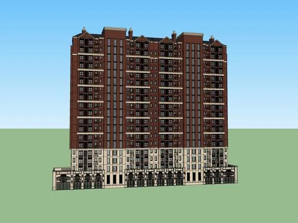 Sketchup Residential Model | High rise residential building, classical style, 18 floors