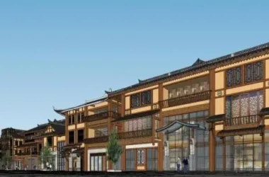 SketchUp Business Model: Multi-Story Commercial Street with Chinese Architectural Style-BIM WORLD