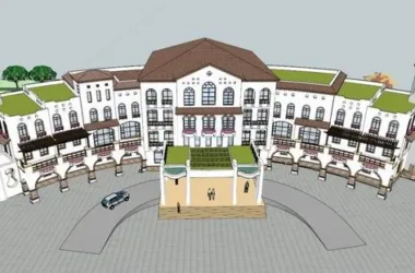 SketchUp Business Model: Multi-Story Commercial Club in Spanish Classical Style-BIM WORLD