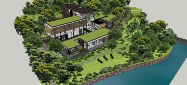 Sketchup Landscape Model | Villa with Landscape, New Chinese Style