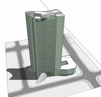 Modern High-Rise Office Building Model in SketchUp