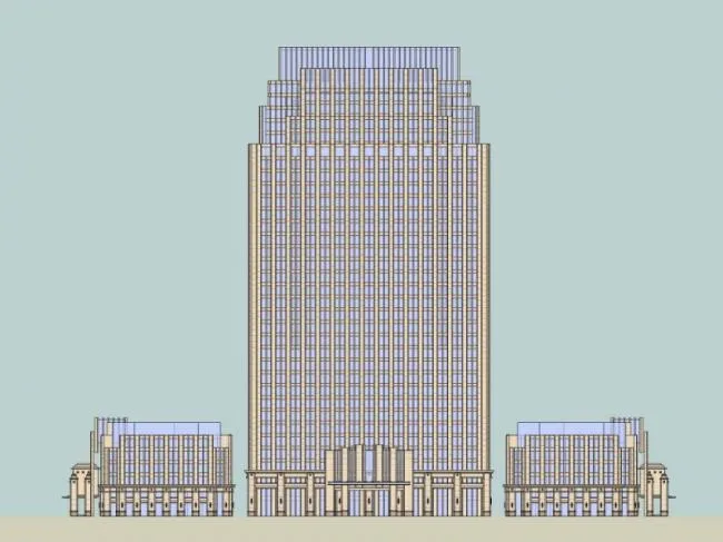 Modern High-Rise Office Building Model in SketchUp