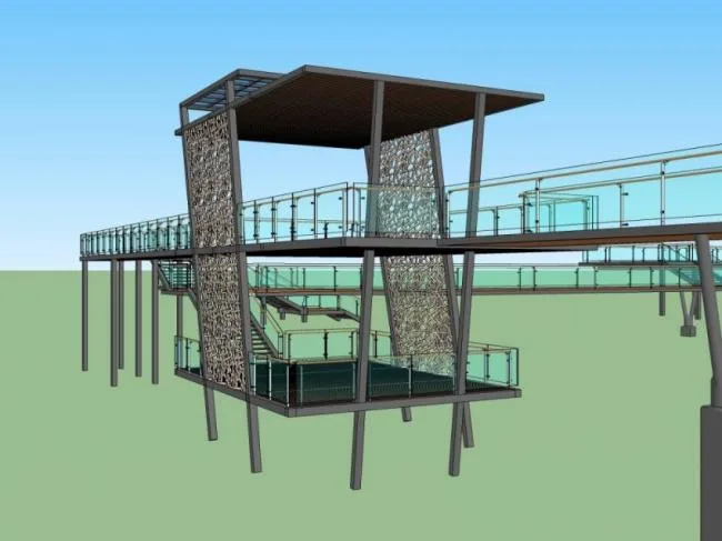 Sketchup Landscape Model | Waterfront Corridor Landscape, Modern Style