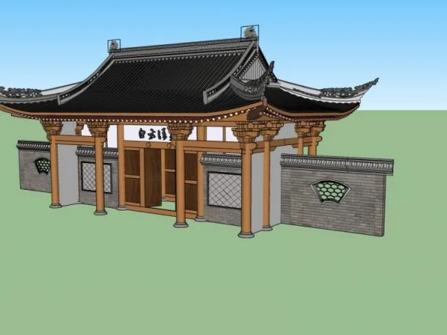 Sketchup Sketch Model | Gate, Chinese Style, Sketch