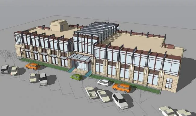 SketchUp Business Model: Modern Commercial Building Design and Architecture