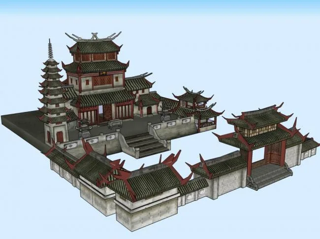 Sketchup Ancient Architecture Model | Multi story Temple, Ancient Temple, Chinese Style, Ancient Architecture