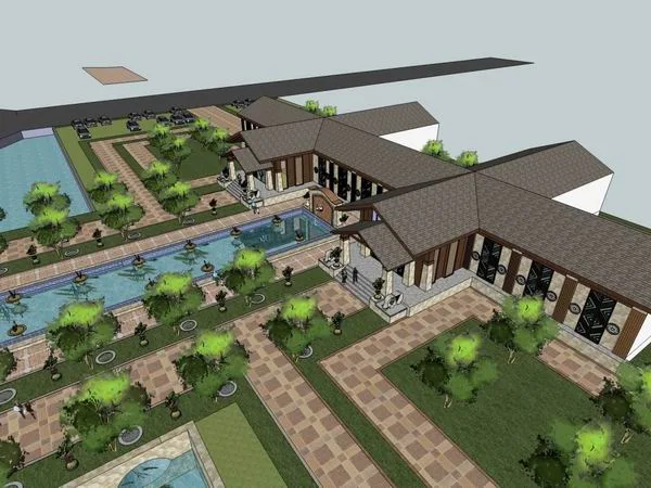 Sketchup Residential Model | Multi story Sales Office, Residential, Classical Style