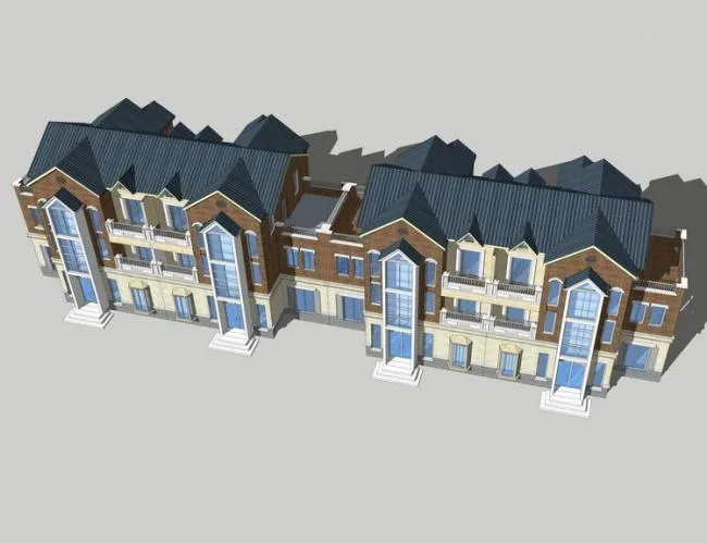 Sketchup Villa Model | Row Villa, British Classical Style