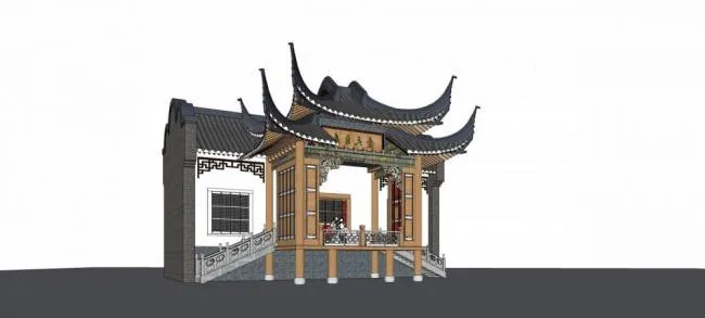 Sketchup Sketch Model | Stage, Landscape, Single Story, Chinese Style