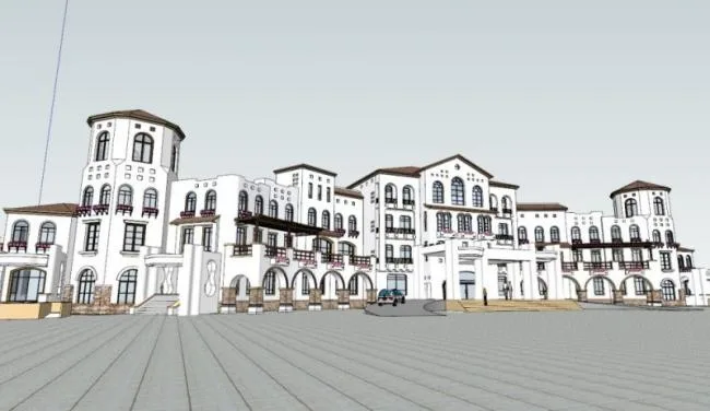 Sketchup Business Model | Multi story commercial club, Spanish style, classical style