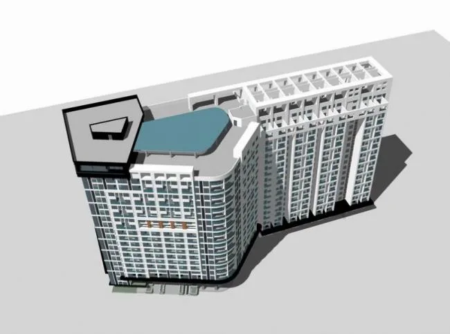 Modern High-Rise Apartment Residential Model in SketchUp