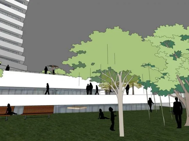 Sketchup Complex Model | Multi story high-rise mixed commercial complex, modern style, commercial podium, office