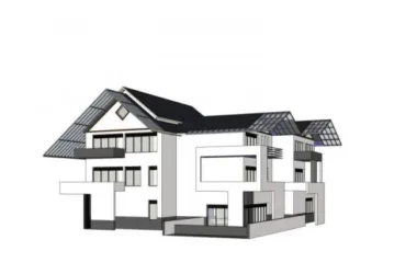 Modern Chinese-Style Stacked Villa SketchUp Model-BIM WORLD