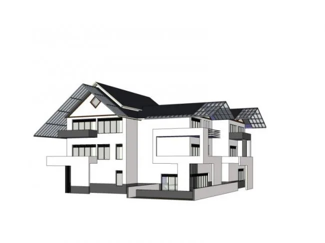 Modern Chinese-Style Stacked Villa SketchUp Model