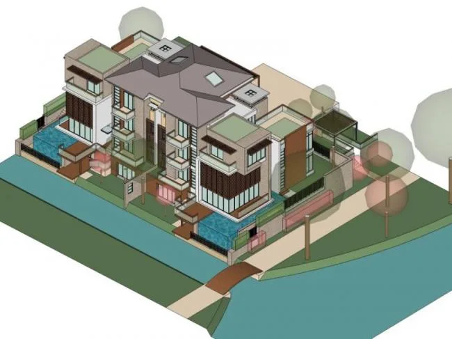 Sketchup Villa Model | Stacked Villa, Modern Style