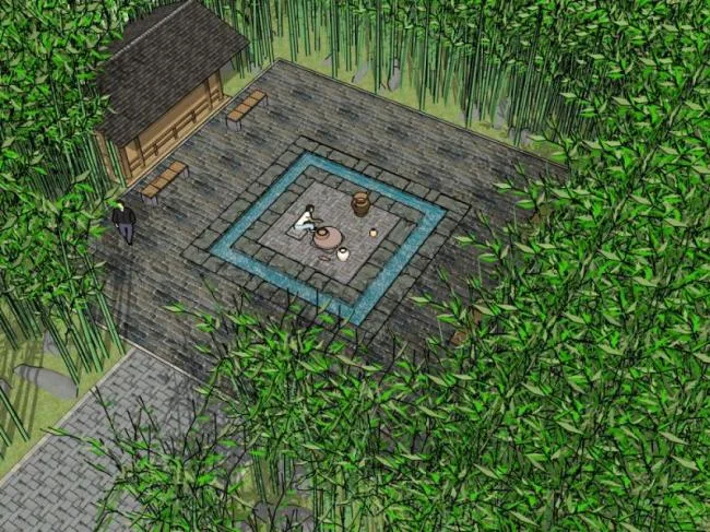 Sketchup Landscape Model | Landscape Design, Courtyard Landscape, Chinese Style