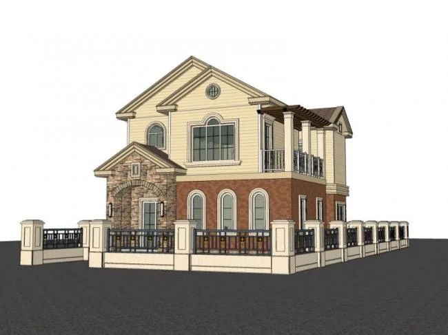 Sketchup Villa Model | Single Family Villa, Classical Style