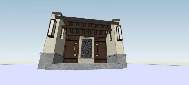 Sketchup Material Model | Entrance, Gate Pavilion, Chinese Style