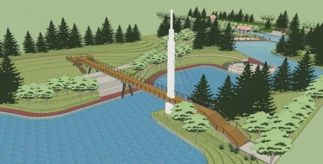 Sketchup Landscape Model | Waterfront Landscape, Modern Style
