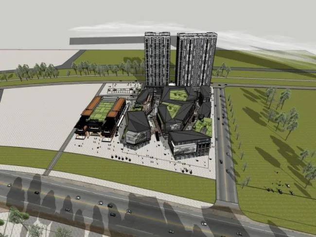 SketchUp Business Model: Modern Multi-Story Commercial Building Design
