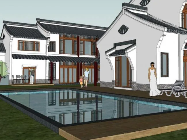 Sketchup Business Model | Multi story Club, Modern Chinese Style